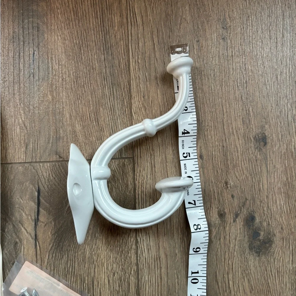 NEW Pottery Barn Stockton Classic White Cast Iron Heavy Duty Wall Curtain Hook